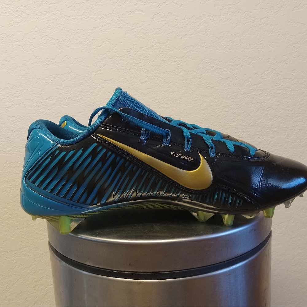 Nike Vapor Carbon 2 Men's 12 Cleats Jaguars Football 2014 Bkack Blue Green Jack - Picture 3 of 15